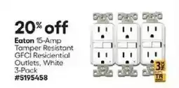 Lowe's Eaton 15-Amp Tamper Resistant GFCI Residential Outlets, White offer