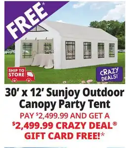 Ocean State Job Lot Sunjoy 30' x 12' Outdoor Canopy Party Tent White offer