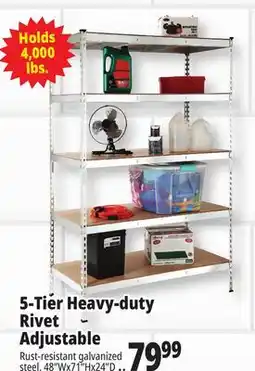 Ocean State Job Lot Method Storage Systems 5-Tier Heavy-Duty Rivet Shelving Unit 48 x 71 offer