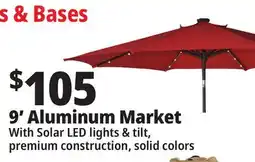 Ocean State Job Lot 9' Aluminum Market Umbrella with Solar LED Lights offer