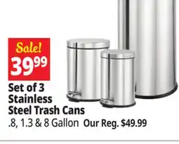 Ocean State Job Lot Set of 3 Stainless Steel Trash Cans offer