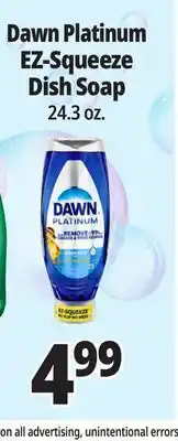 Ocean State Job Lot Dawn Platinum EZ-Squeeze Liquid Dish Detergent 24.3 oz offer