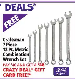 Ocean State Job Lot Craftsman 7 Piece 12 Pt. Metric Combination Wrench Set offer
