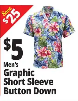 Ocean State Job Lot Men's Graphic Short Sleeve Button Down offer