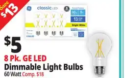 Ocean State Job Lot 8 Pk. GE LED Dimmable Light Bulbs offer