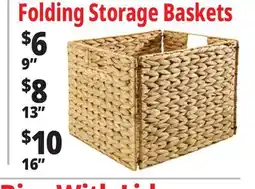 Ocean State Job Lot Small Foldable Wicker Storage Basket 11 x 11 x 13 offer