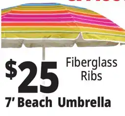 Ocean State Job Lot 7' Fiberglass Tilting Beach Umbrella offer