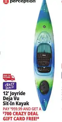 Ocean State Job Lot Perception Joyride 12.0 Recreational Kayak Deja Vu offer