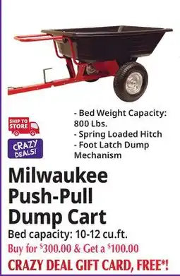 Ocean State Job Lot Milwaukee Push-Pull Dump Cart offer