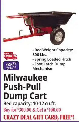 Ocean State Job Lot Milwaukee Push-Pull Dump Cart offer