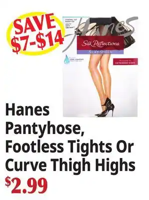 Ocean State Job Lot Hanes Pantyhose, Footless Tights Or Curve Thigh Highs offer