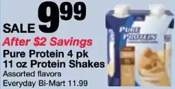 Bi-Mart Pure Protein protein shakes offer