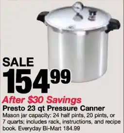Bi-Mart Presto 23 qt Pressure Canner offer