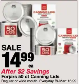 Bi-Mart Forjars 50 ct Canning Lids offer