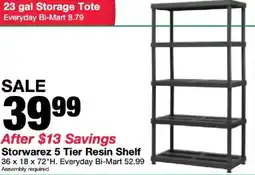 Bi-Mart Storwarez 5 Tier Resin Shelf offer