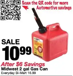 Bi-Mart Midwest gas can offer