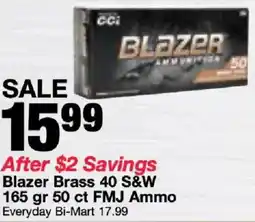 Bi-Mart Blazer Brass 40 S&W 165 gr 50 ct FMJ Ammo offer