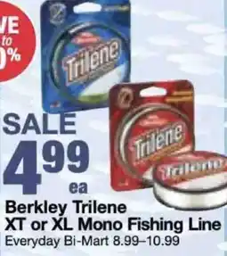 Bi-Mart Berkley Trilene XT or XL Mono Fishing Line offer