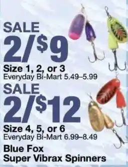 Bi-Mart Blue fox super vibrax spinners offer