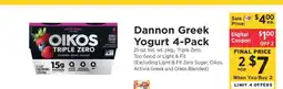 ShopRite Dannon Greek Yogurt 4-Pack offer