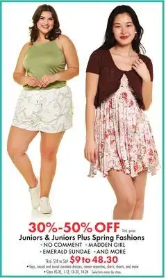 Boscov's Juniors & Juniors Plus Spring Fashions offer