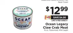ShopRite Ocean Legacy Claw Crab Meat offer