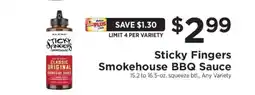 ShopRite Sticky Fingers Smokehouse BBQ Sauce offer