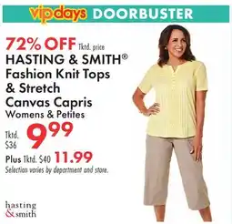 Boscov's HASTING & SMITH Fashion Knit Tops & Stretch Canvas Capris offer