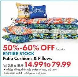 Boscov's ENTIRE STOCK Patio Cushions & Pillows offer