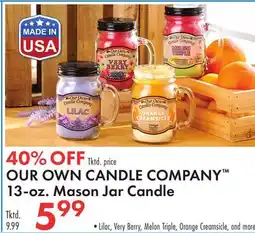Boscov's OUR OWN CANDLE COMPANY 13-oz. Mason Jar Candle offer