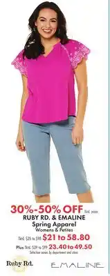 Boscov's RUBY RD. & EMALINE Spring Apparel offer
