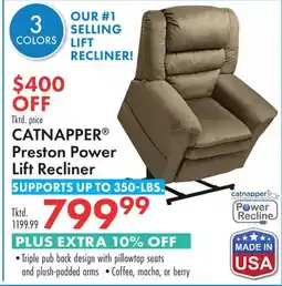 Boscov's CATNAPPER Preston Power Lift Recliner offer