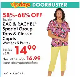 Boscov's ZAC & RACHEL Special Group Tops & Classic Capris offer