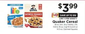 ShopRite Quaker Cereal offer