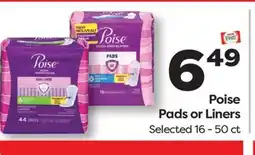 Weis Markets Poise Pads or Liners offer