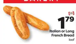 Weis Markets Italian or Long French Bread offer