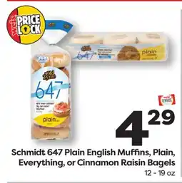 Weis Markets Schmidt 647 Plain English Muffins, Plain, Everything, or Cinnamon Raisin Bagels offer