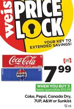 Weis Markets Coke, Pepsi, Canada Dry, 7UP, A&W or Sunkist offer