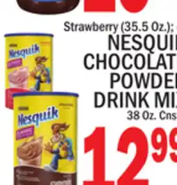 C Town NESQUIK CHOCOLATE POWDER DRINK MIX 38 Oz. Cnstr offer
