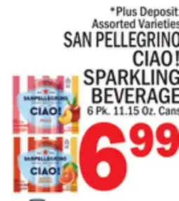 C Town SAN PELLEGRINO CIAO! SPARKLING BEVERAGE offer