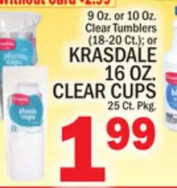 C Town KRASDALE 16 OZ. CLEAR CUPS 25 Ct. Pkg offer