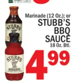 C Town STUBB'S BBQ SAUCE, 18 Oz. Btl offer