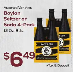DeCicco & Sons Boylan Seltzer or Soda 4-Pack offer