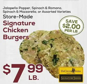 DeCicco & Sons Signature Chicken Burgers offer