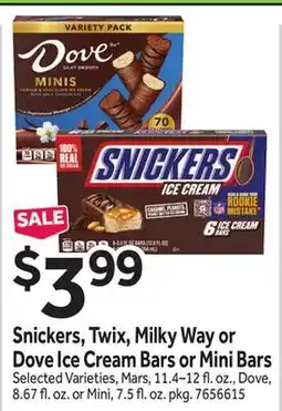Stop&Shop Snickers, Twix, Milky Way or Dove Ice Cream Bars or Mini Bars offer