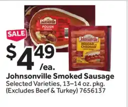 Stop&Shop Johnsonville Smoked Sausage offer