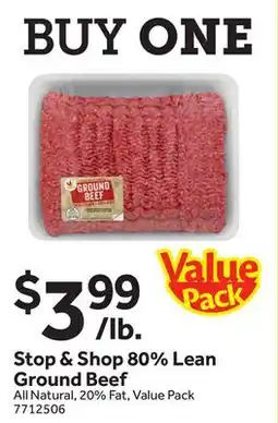Stop&Shop Stop & Shop 80% Lean Ground Beef offer
