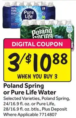 Stop&Shop Poland Spring or Pure Life Water offer