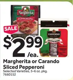 Stop&Shop Margherita or Carando Sliced Pepperoni offer