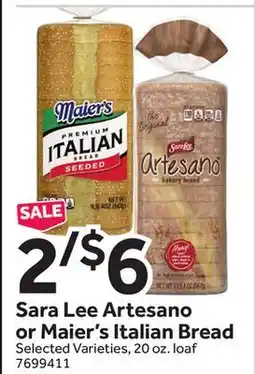 Stop&Shop Sara Lee Artesano or Maier's Italian Bread offer